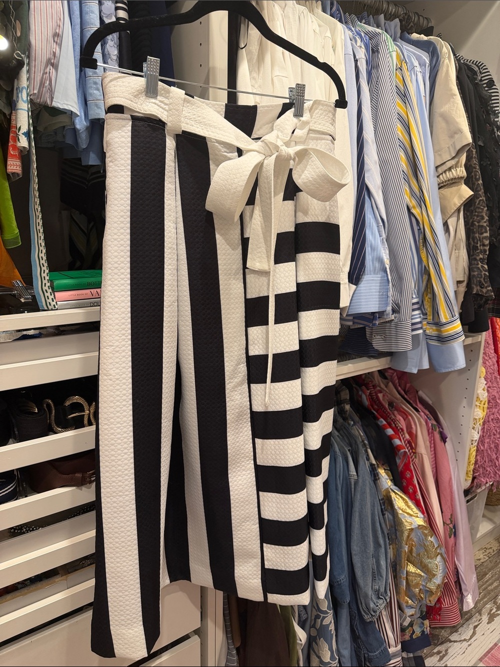 Milly Black and White Striped Women's maxi/full/a-line skirt. - Picture 2 of 6